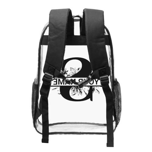 Personalized Clear Backpack for Women Men, Custom Transparent Backpacks with Name Text Photo, PVC Adjustable See Through Bag Suitable for Travel Work4