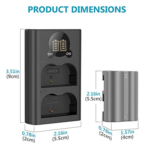 Neewer 2er Pack 2100mAh Ersatzbatterie für Nikon EN-EL3e Akku und Dual USB Ladegerät mit LCD Bilschirm Kompatibel mit Nikon D70 D70s D80 D90 D100 D200 D300 D300s D700 DSRL Kameras - Image 7