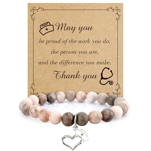 nuozodki Nurse Gifts for Women Female,Cool School Nurse Week Appreciation Graduation Practitioner Retirement Thank You Thanksgiving Essentials Accessories for Work Christmas Valentines Gifts Bracelet