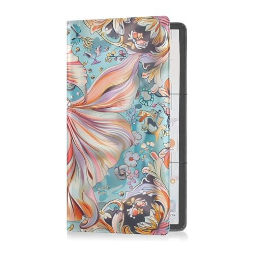 GuoChe Pu Leather Auto Registration Insurance & ID Card Holder Men Women Prefect Car Essentials Wallet for Driver Auto Owners Trailer Motorcycle Boat Goldfish Colorful Art2