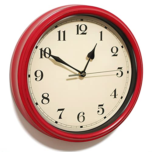 AYRELY® Horloge Murale Silencieuse 28 cm – Pendule Murale Vintage sans tic-tac à Piles – Décoration rétro pour Salon, Cuisine, Chambre, Salle de Bain ou Style...