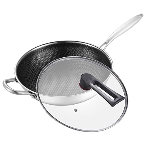 Wok antiadherente de acero inoxidable con tapa 34 cm miniatura 6