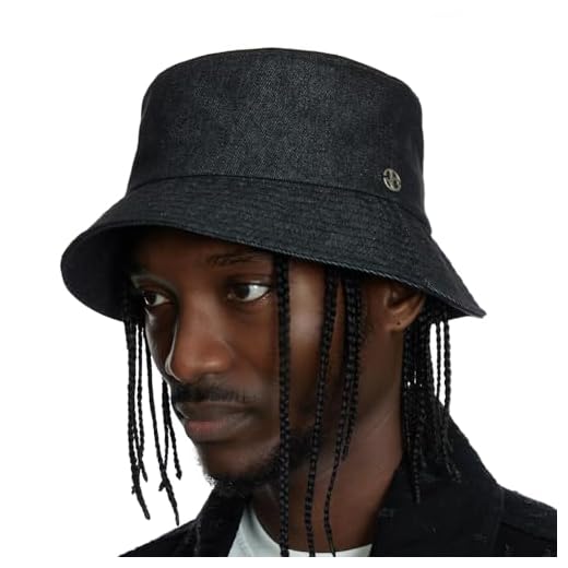UNDERCONTROL Extra Large Oversized XXL Mega Bucket Hat for Big Head Hand Stitched Steel Label Non Fade Denim Unisex Plus Size Korean UV Protect Sun Hat (Denim Black)