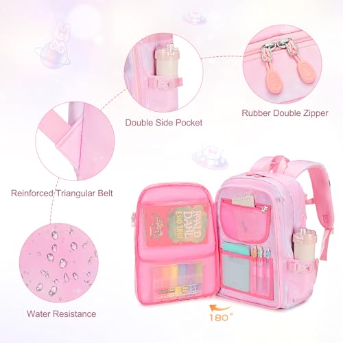 FIXITOK Girls Backpack Set, 3PCS Kids Backpack for Girls, Kawaii Bunny School Backpacks for Girl Kindergarten Elementary Preschool Middle School Bags with Lunch Box Pencil Case Dreamy-Pink by FIXITOK - Used condition - Image 5