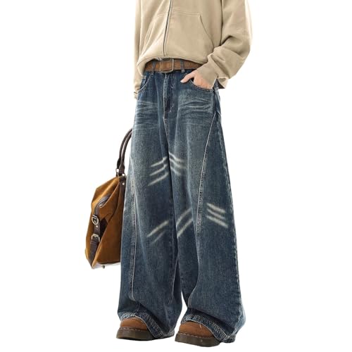 Men's Jeans Spring Autumn American Retro Denim Straight Wide Leg Long Pants for Men
