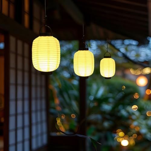 Outdoor Decor Japanese Hanging Lantern Lamp, 2pcs Paper Folding Lantern Lamp Hanging Oval Japanese Style Outdoor Decor by Ipetboom - Image 9