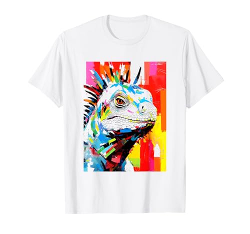Iguana Brillante Abstracto Colores Vibrantes Camiseta