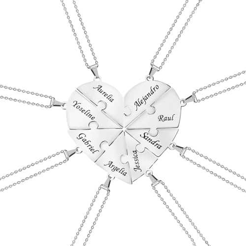 Collier Prénom Personnalisé en Cœur Cadeau de Noël Idéal pour Mamie et Couple