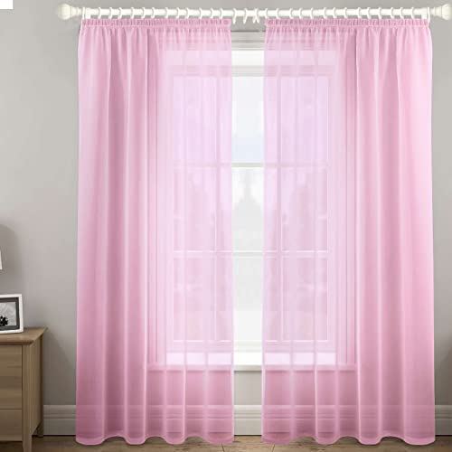 Megachest gathering tape voile curtain(Light Pink W 56" x L 81" (2 Panels)