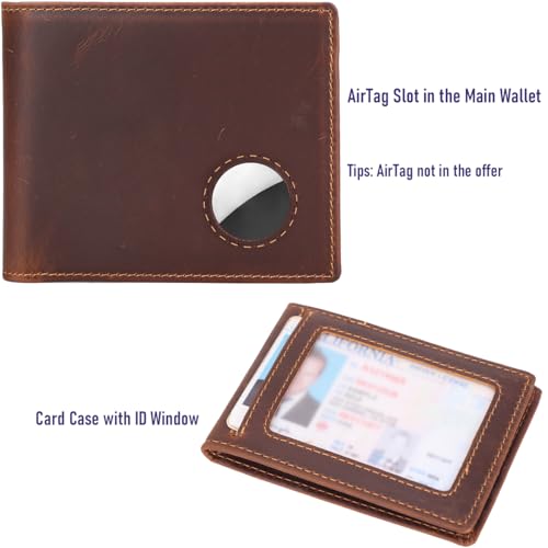 STAR VISTA Falcon V2 Vintage Slim Bifold Leather Wallet for Men, Detachable Bifold Card Case, Dual Bill Pockets, 14 Card Slots, RFID Blocking, ID Window, AirTag Holder2