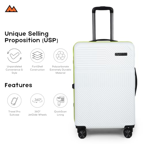Image of Move-Meant VOYAGEWARE Small Cabin & Medium Check-in Suitcase | 55 Cm & 66 Cm | 360 Degree 8 Wheels Number Lock Polycarbonate Off White Trolley Bag | Luggage for Travel - Pack of 2