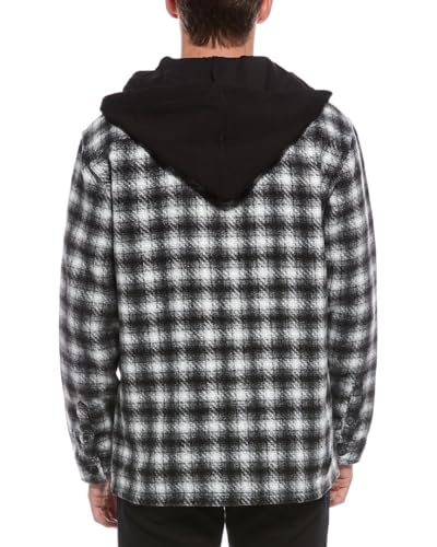 Image of [BLANKNYC] Men's Men's Hooded Plaid Shirt Jacket in Billingsgate, Comfortable & Designer Clothing