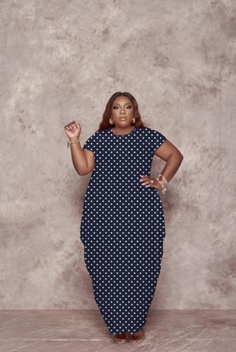 Image of YeGine Oversize Tshirt Dress Plus Size Short Sleeve Maxi Dress with Pockets