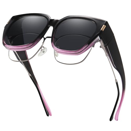 Image of HAOLOTA Polarized Fit Over Glasses Sunglasses for Women Men Trendy Square Wrap Around Shades UV Protection