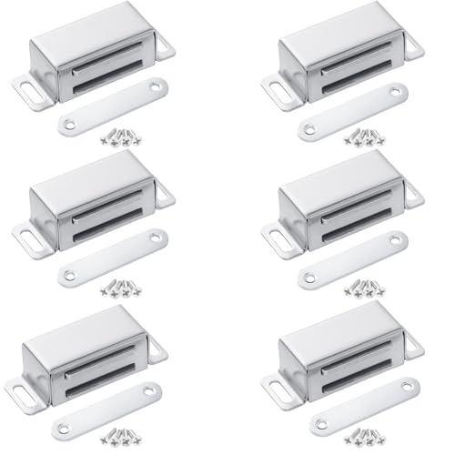 Anhoer 6Pcs Magnetic Door Catch 10KG Cupboard Door Magnets Magnetic Catch Stainless Steel Cabinet Door Magnetic Catches for Cabinet Drawer Kitchen Cupboard Wardrobe Closet Closure