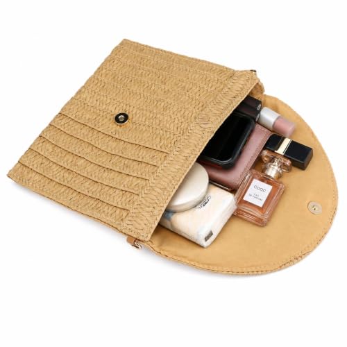 Image of Gets Straw Clutch Purse for Women Summer Clutch Beach Envelope Handbags Wallet Crossbody Bag