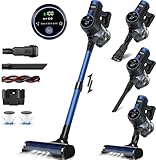 VYKLO V8 Cordless Vacuum Cleaner, Powerful Suction Stick Vacuum, 55Mins Runtime, Wireless Lightweight Handheld Vacuum Cleaner for Home, Hardwood Floor, Carpet, Car, Pet Hair Cleaning (Blue)