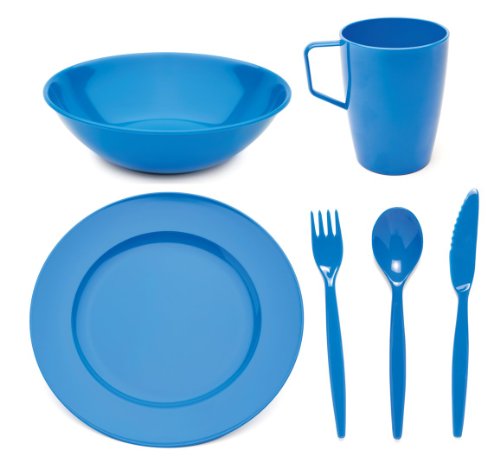 Scout and Girl Guide Polycarbonate Tableware Set - Plate, Bowl, Mug & Cutlery - Med Blue