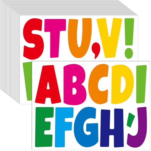Bemeol Bulletin Board Letters 294 Pieces 4 Inch Letter Stickers Alphabet Cutout Letter for Bulletin Board Display Home Classroom Decor(Colorful)