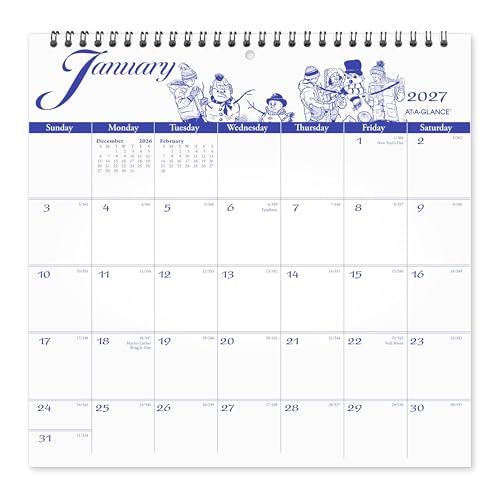 Image of AT-A-GLANCE 2027 Wall Calendar, Monthly, 12 inch x 12 inch Planner, Unruled Daily Blocks, Illustrator's Edition (G10001727)