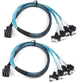 2PCS/Lot Mini SAS HD SFF-8643 to 4 SATA 7Pin 12Gbps 90 Degrees Splitter Data Cable 50cm