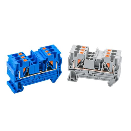 Bloque de terminales PT-4 sin tornillos para riel Din, pack de 10 conectores de cable PT4 2