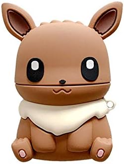 Eevee AirPods Case Protective Cover Soft Silicone Shockproof for Apple AirPods 2 & 1, Cute Cartoon Eevee Bag Pendant Decor Keychain Airpod Case (Eevee)
