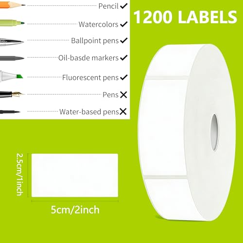 1200 Stück Gefrieretiketten zum Beschriften, 25 x 50 mm Entfernbare Etiketten Selbstklebend Wasserfeste Küchenetiketten Blanko für Lebensmittelbehälter Gläser Marmelade