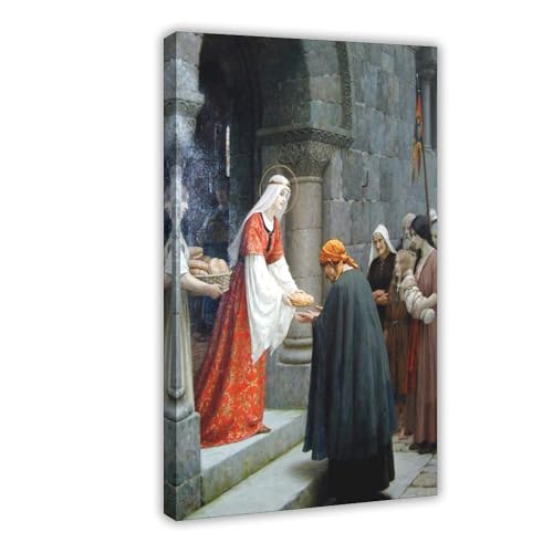 Toile Sainte Elizabeth de Hongrie Leighton anti-plis avec cadre suspendu