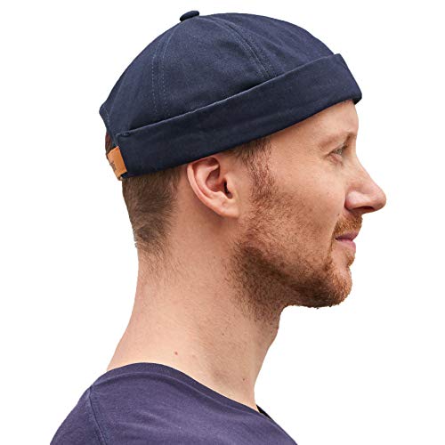 CHARM Gorra Sin Visera Algodón Hombre - Gorro Pescador Docker Hat Mujer Sombrero Navy