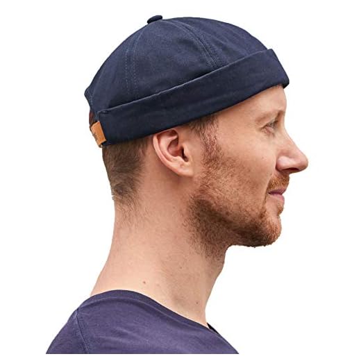 CHARM Gorra Sin Visera Algodón Hombre - Gorro Pescador Docker Hat Mujer Sombrero Navy