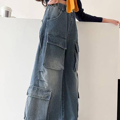 Baggy Jeans for Girls Wide Leg Cute Cargo Pants Y2K Streetwear Teen Girl High Waist Back to School Trendy Jeans4