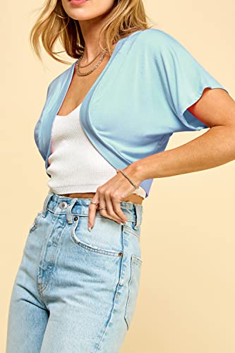 Image of Lock and Love Women's Versatile Open Front Lightweight Short Sleeve Bolero Shrug
