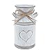 Angoily Vaso da fiori vintage a forma di cuore, in metallo, caraffa per latte francese, stile shabby chic, decorazione rustica per giardino, balcone, scrivania, soggiorno, decorazione da tavolo