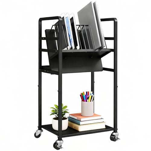 Metal Laptop Charging Station Cart with Wheels