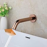Grifo de baño montado en la pared sin contacto, grifo con sensor manos libres con mezclador caliente y frío para decoración moderna de baño