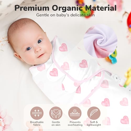 Image of Mama Cheetah Baby Swaddle Sack, Organic Swaddle Blanket, Newborn Swaddling Sleep Sacks, Adjustable Infant Swaddle Wrap, Easy Swaddles for Boy Girl 0-3 Month, Love You, 3-Pack