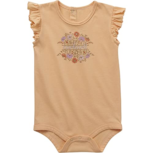 Image of Carhartt Baby Girls' Short-Sleeve Floral Logo Bodysuit