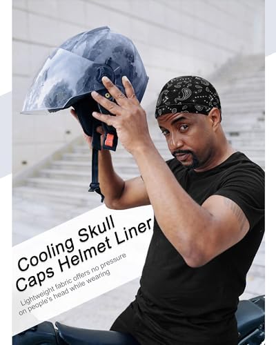 Image of 9 Pcs Cooling Skull Cap Camo Liner Sweat Wicking Lightweight Cycling Cap Running Hat for Men Women
