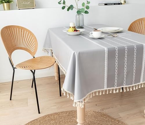 Nappe carrée de table grise 140x140 en textile durable - 2