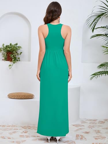 Image of DEARCASE Women's Sleeveless Maxi Dress Casual Plain Loose Summer Vacation Beach Long Dresses with Pockets