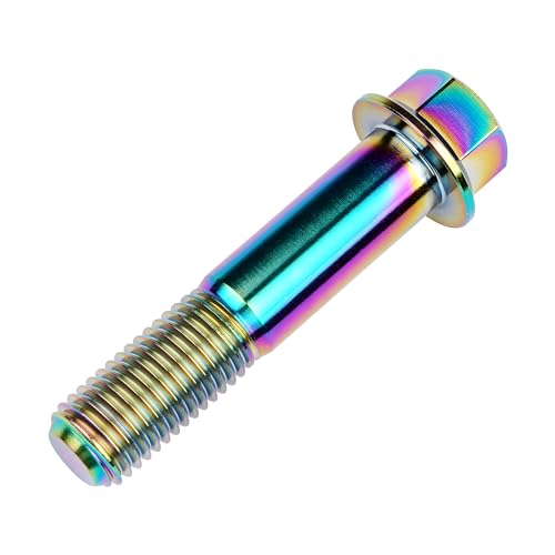 Image of Titanium Bolt M12 30 35 40 45 50 55 60 65 70 75 80 85 90mm Hex Small Flange Head for Motorcycle Car Modification Pack of 4 (M12x55mm Pitch 1.25, Multicolored)