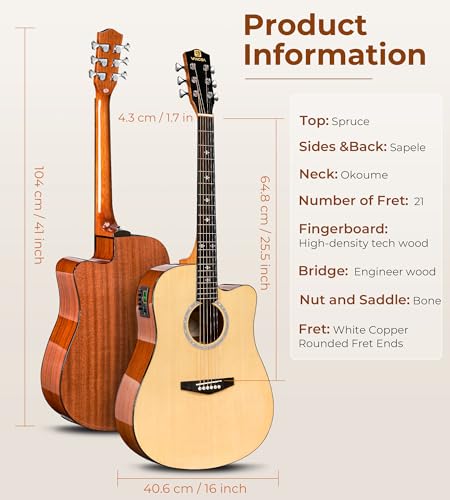 image for Vangoa Electric Acoustic Guitar Kit for Beginners Adults Full Size Cut