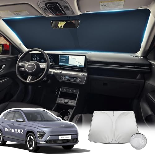 LANGBEAN Parasol Plegable para Hyunda-i Kon-a SX2 2024 2025 2026, Parasol para Parabrisas Delantero Bloqueador de Calor Protección UV, Pantalla Solar Accesorios para Kon-a SX2