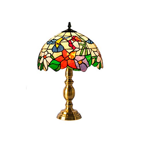 JPXXFM Lámpara de Escritorio Estilo Tiffany, Lámpara de Noche de 12 Pulgadas, Lámpara de Escritorio de 12 Pulgadas de Cristal Oro Clásico E27 Lámpara de Escritorio