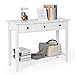 Meerveil Stolik konsolowy, stół do korytarza, wąski, z litego drewna, z 3 szufladami, 1 półką, do salonu, korytarza, 100 x 34 x 74 cm, biały