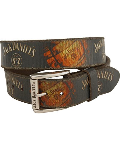 Jack Daniels Barrel & Logo Vintage Screenprint Leather Belt