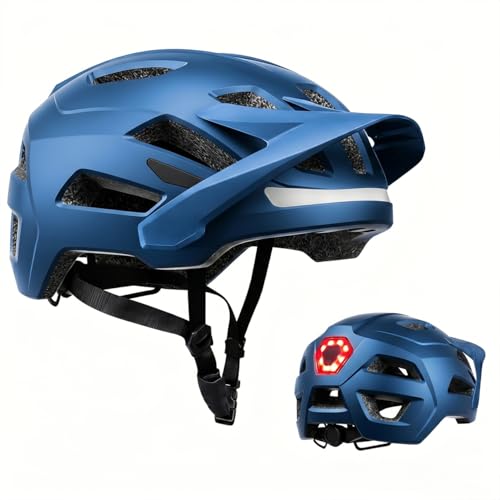Bike Helmet, Helmets for Adults Men, Front and Back LED Lights Safe Certified MTB Road Bicycle Helmet with Adjustable Brim