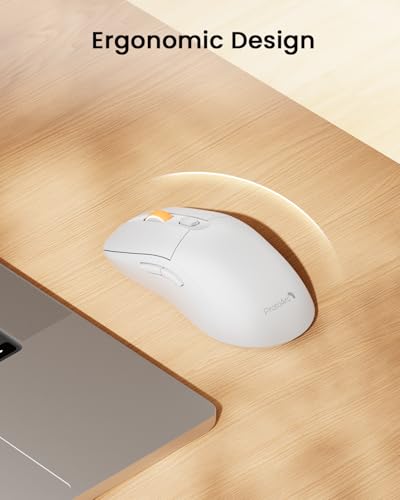 Image of ProtoArc EM15 USB C Mouse, Tri-Mode Bluetooth Mice for Laptop, White | 68g Ultra-Light, Full-Size Ergonomic Design, Silent Clicks, Rechargeable, Dual Receivers (Type-C & USB-A), for Windows, Mac
