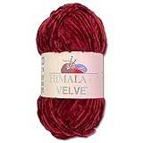 Wohnkult Himalaya 100 g Velvet Dolphin Wolle 40 Farben zur Auswahl Chenille Strickgarn Flauschgarn Glanz Accessoire Kleidung Decken (90022 | Kirschrot)